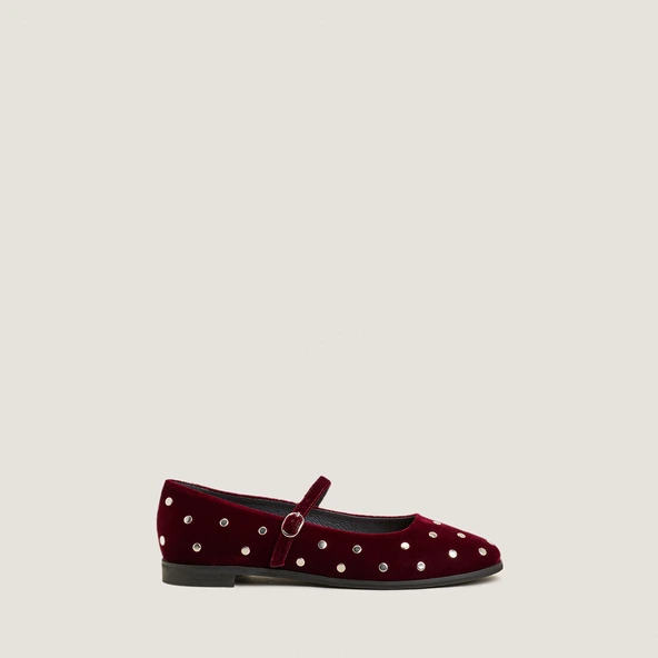 Ballerines à rivets en velours bordeaux | DELIOTT | Jonak