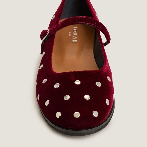 Ballerines à rivets en velours bordeaux | DELIOTT | Jonak