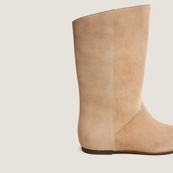 Boots hautes à bouts ronds en croûte taupe | DEMIURGE | Jonak