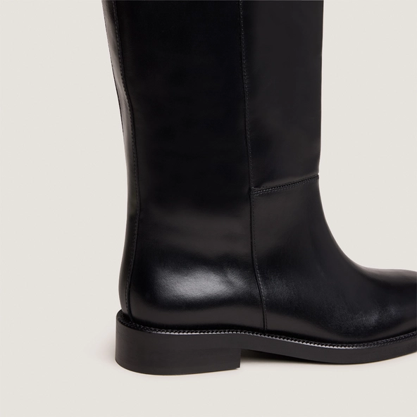 Bottes hautes à bouts carrés en cuir noir | DAMEL | Jonak