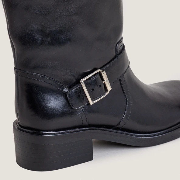 Bottes hautes à sangles en cuir noir | DARJORIE | Jonak