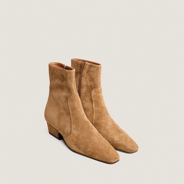 Bottines à bouts pointus en croûte tabac | DOMAINE | Jonak