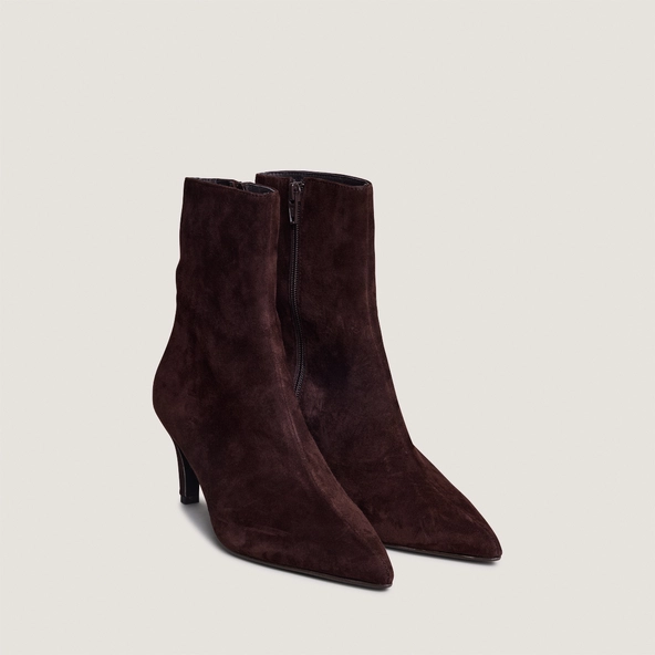 Bottines &agrave; talons fins en velours marron | DIEMINA | Jonak