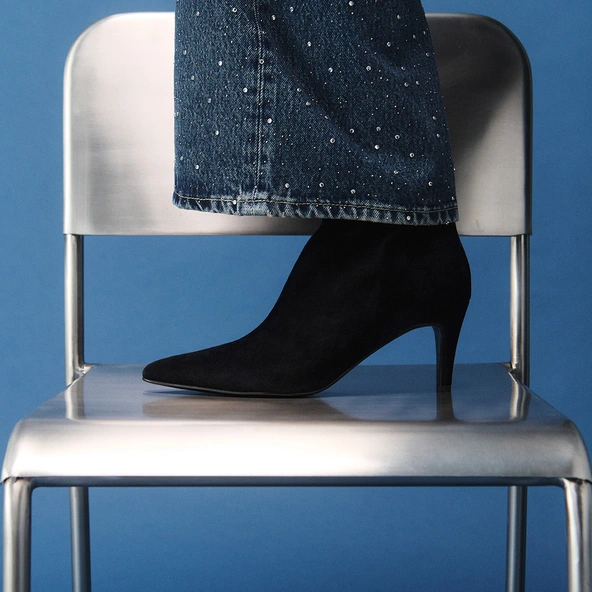 Bottines à talons fins en velours noir | DIEMINA | Jonak