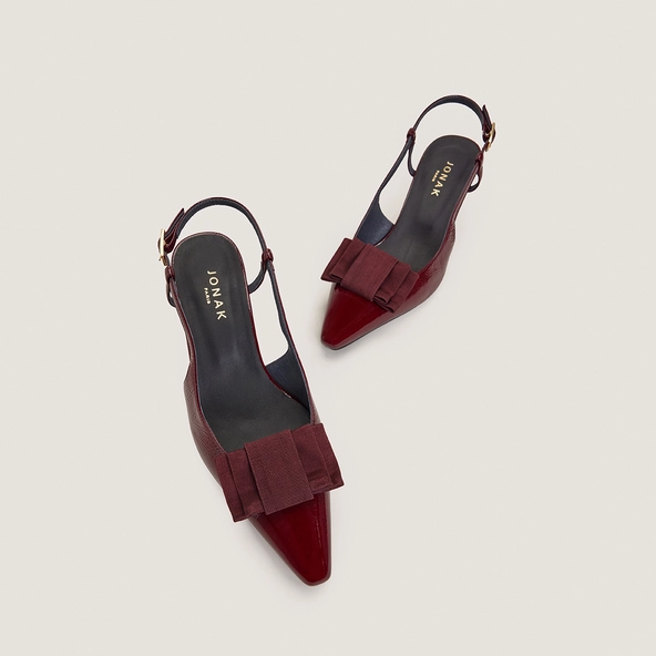Escarpins à noeuds en vernis plissé bordeaux | DALO | Jonak