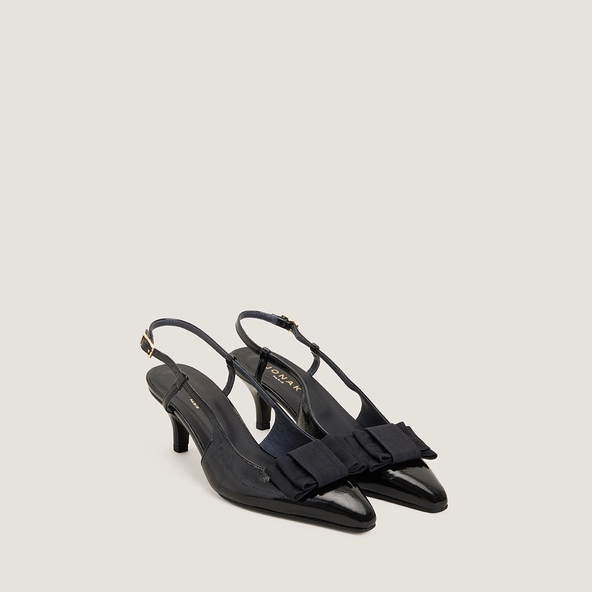 Escarpins à noeuds en vernis plissé noir | DALO | Jonak