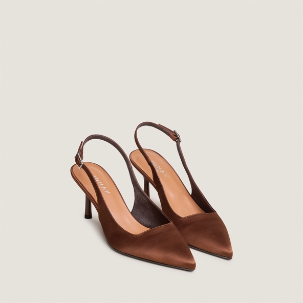 Escarpins slingbacks en satin marron | DIAMANTUS | Jonak