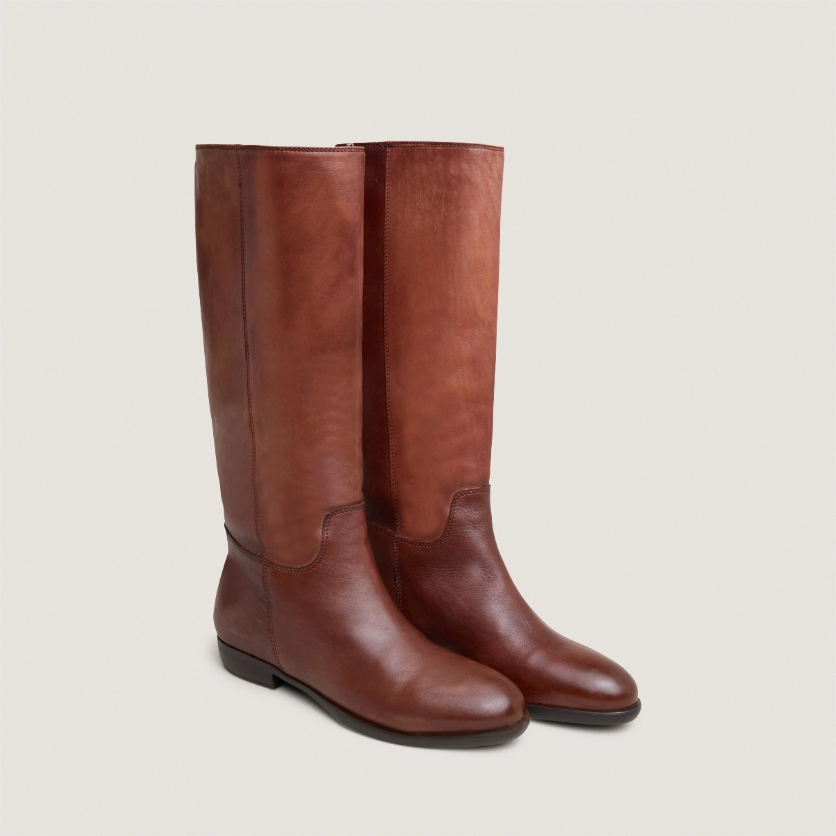 Bottes plates en cuir patiné cognac | 1137 | Jonak