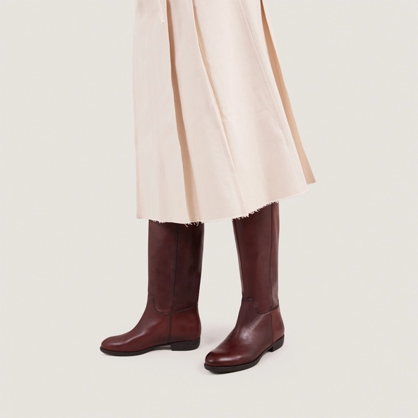 Bottes plates en cuir patiné cognac | 1137 | Jonak