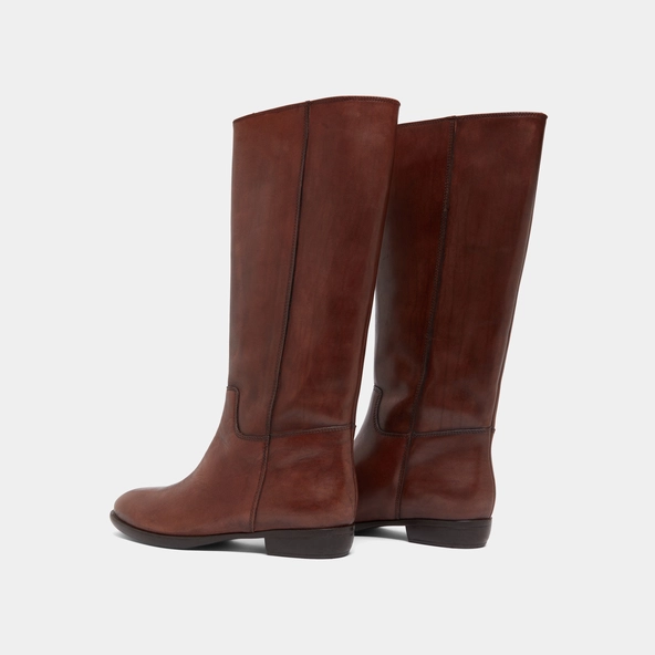 Bottes plates en cuir patiné cognac | 1137 | Jonak