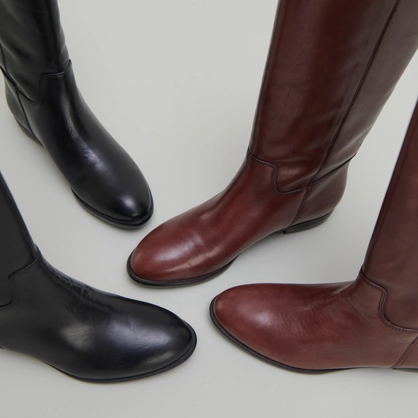 Bottes plates en cuir patiné cognac | 1137 | Jonak