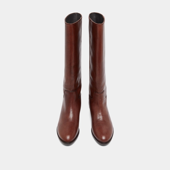 Bottes plates en cuir patiné cognac | 1137 | Jonak