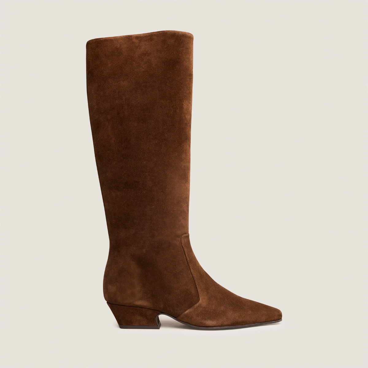 Bottes &agrave; talons biseaut&eacute;s en croute marron | DOMIA | Jonak
