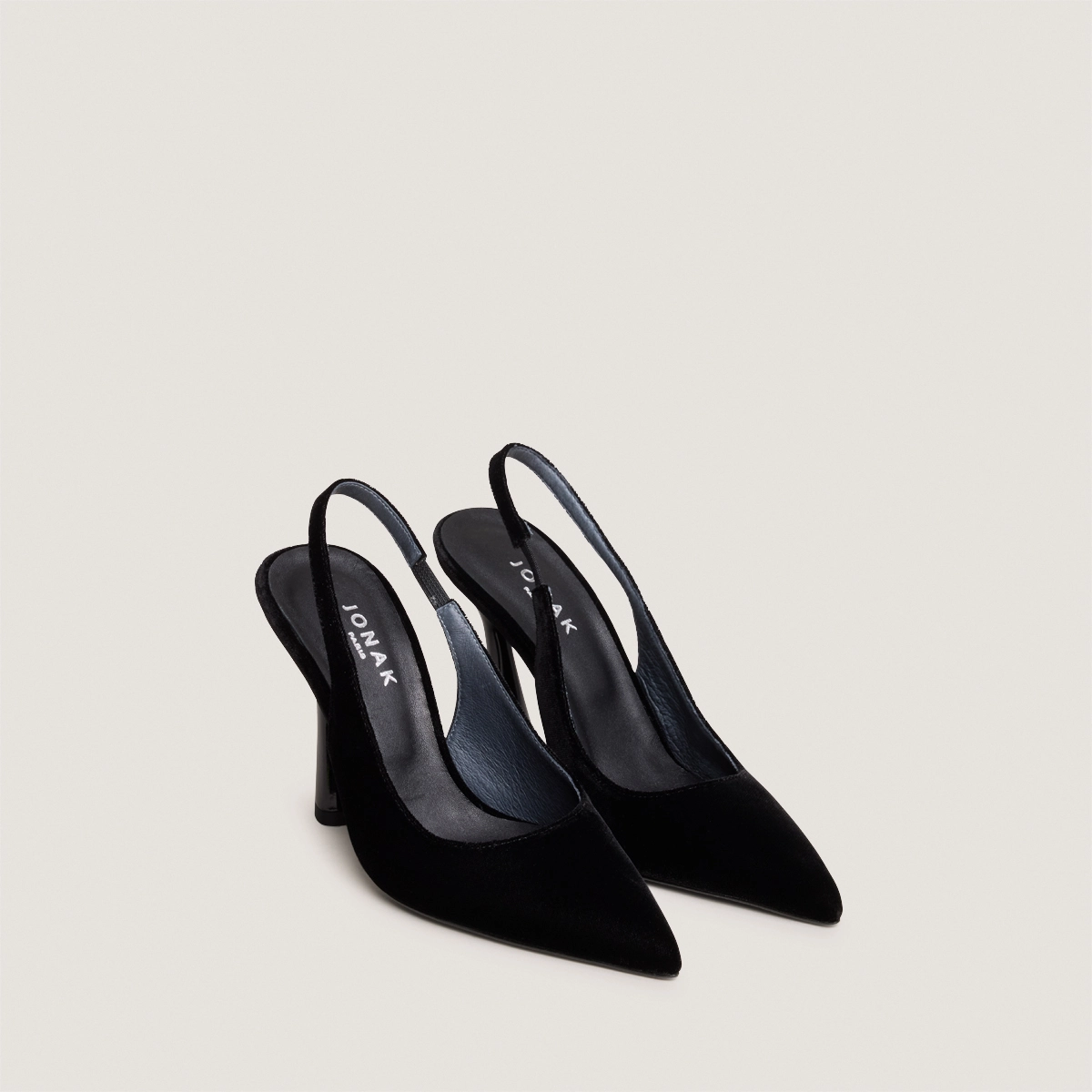 Escarpins slingbacks à bouts pointus en velours noir | DRESSY | Jonak