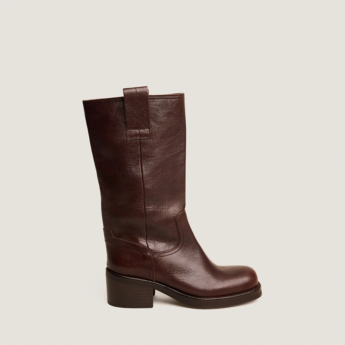 Bottes à bouts ronds en cuir grainé marron | BICHETTE | Jonak