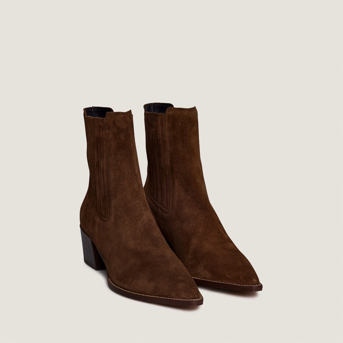 Bottines &agrave; fronces et bouts pointus en cro&ucirc;te marron | PRADO | Jonak