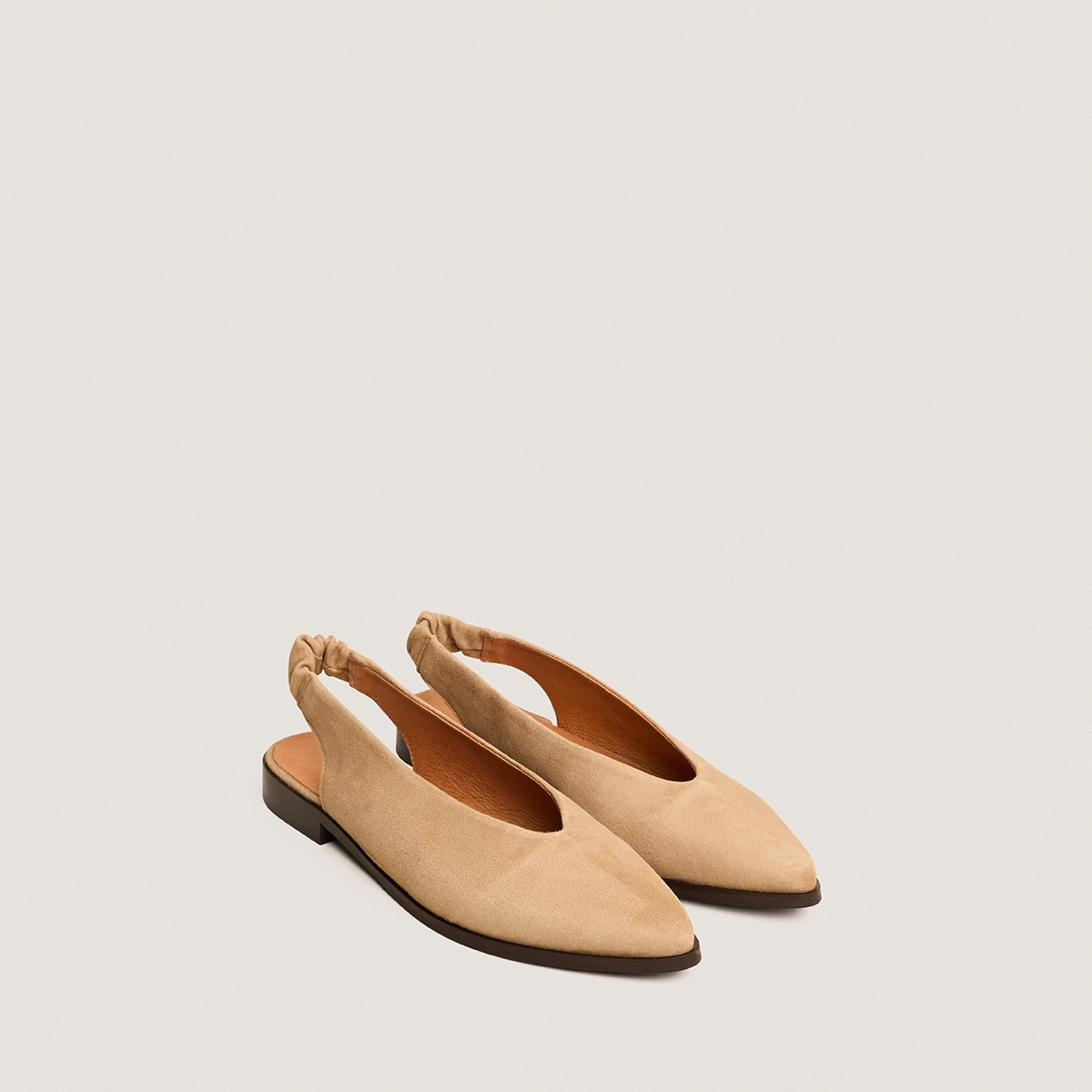 Ballerines à bouts arrières ouverts en velours camel | ACAJOU | Jonak