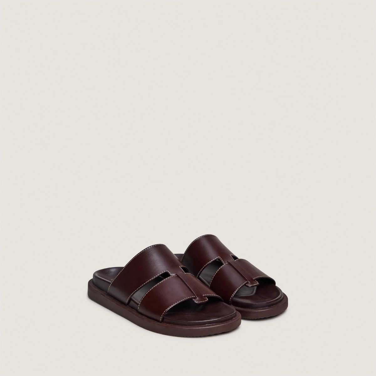 Mules à bouts ouverts en cuir marron foncé | WESTMINSTER | Jonak