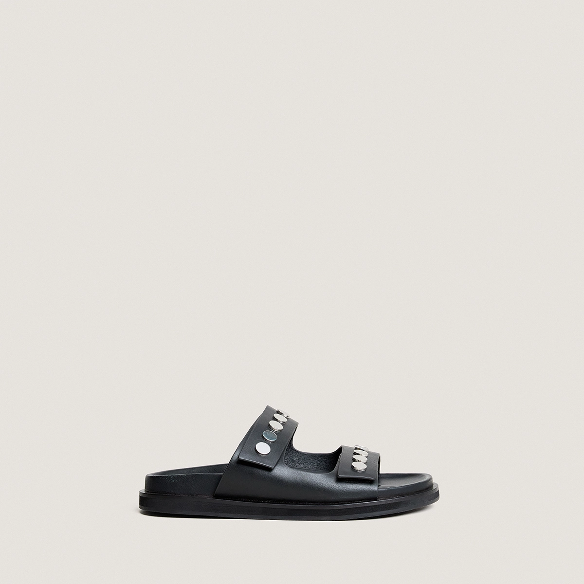 Mules à doubles lanières en cuir noir | WALO | Jonak