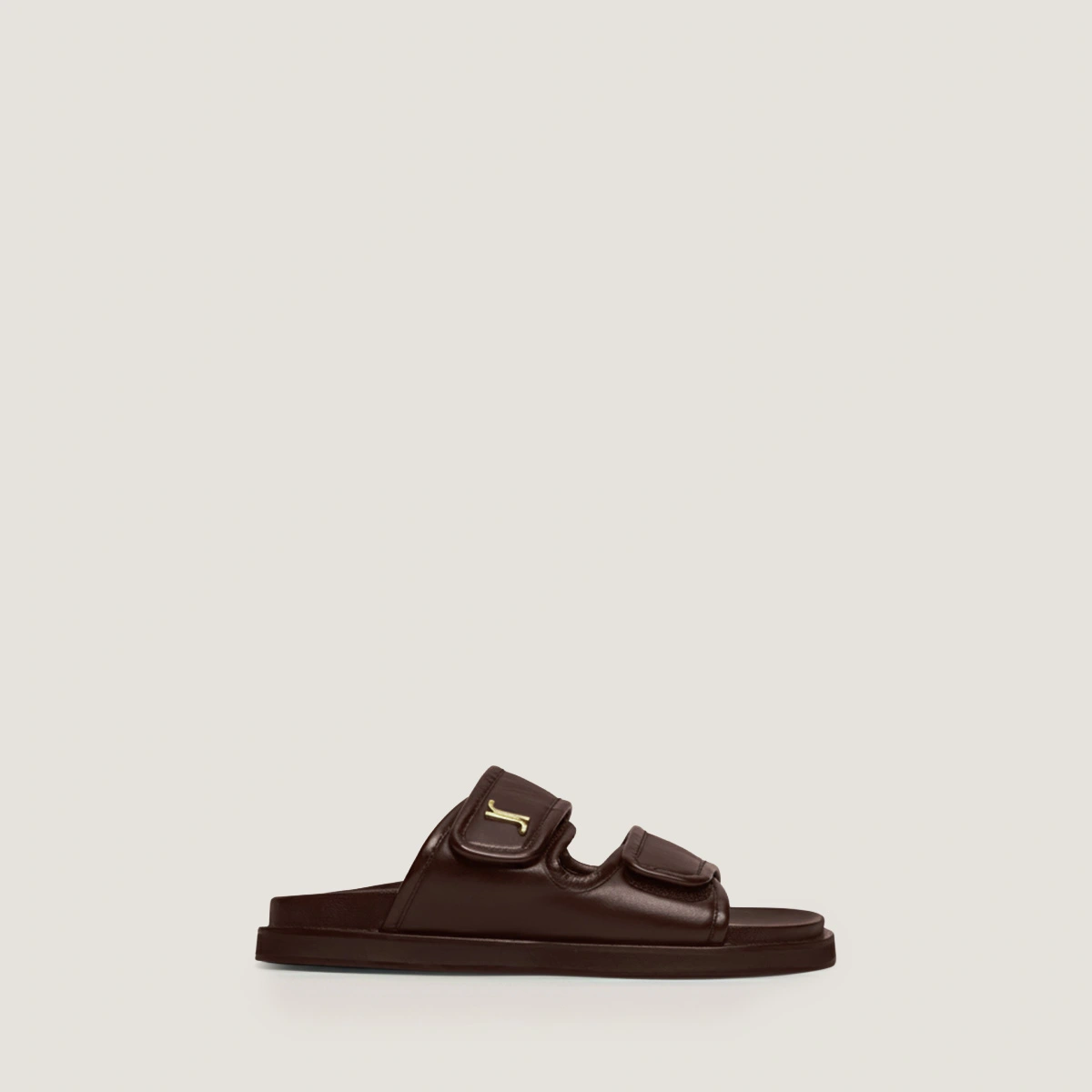 Mules à monogrammes en cuir marron foncé | WIN | Jonak