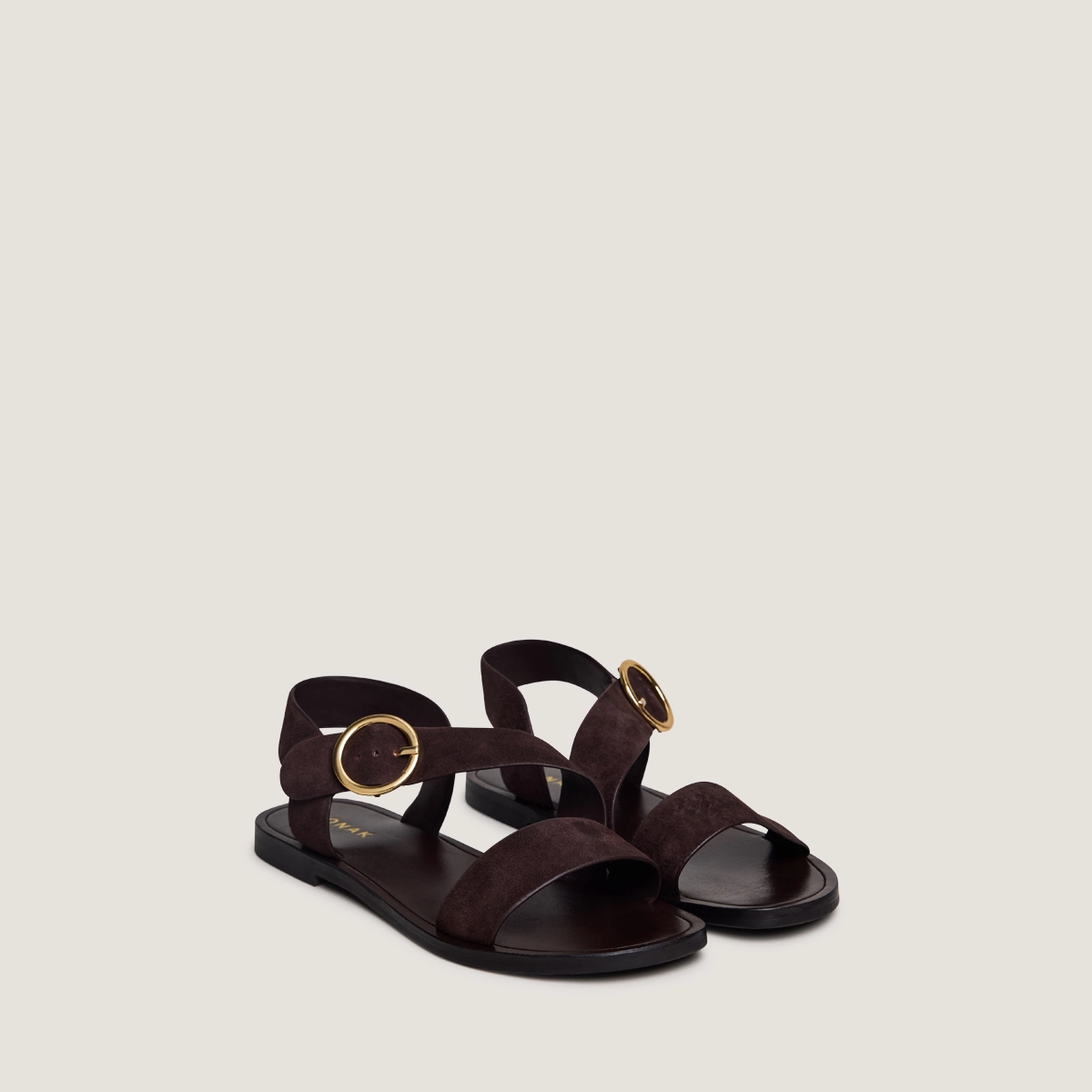 Sandales à brides larges et boucles ajustables en velours marron foncé | WELBI | Jonak