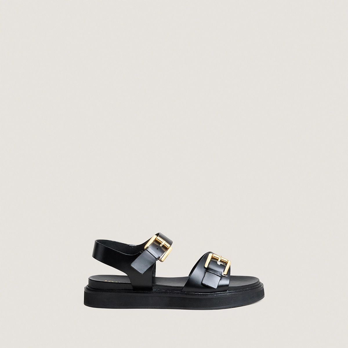 Sandales à doubles lanières en cuir noir | WAF | Jonak