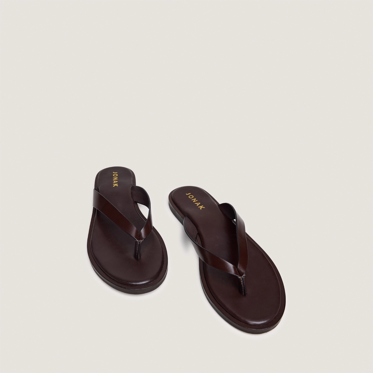 Tongs en cuir marron fonc&eacute; | WITTY | Jonak
