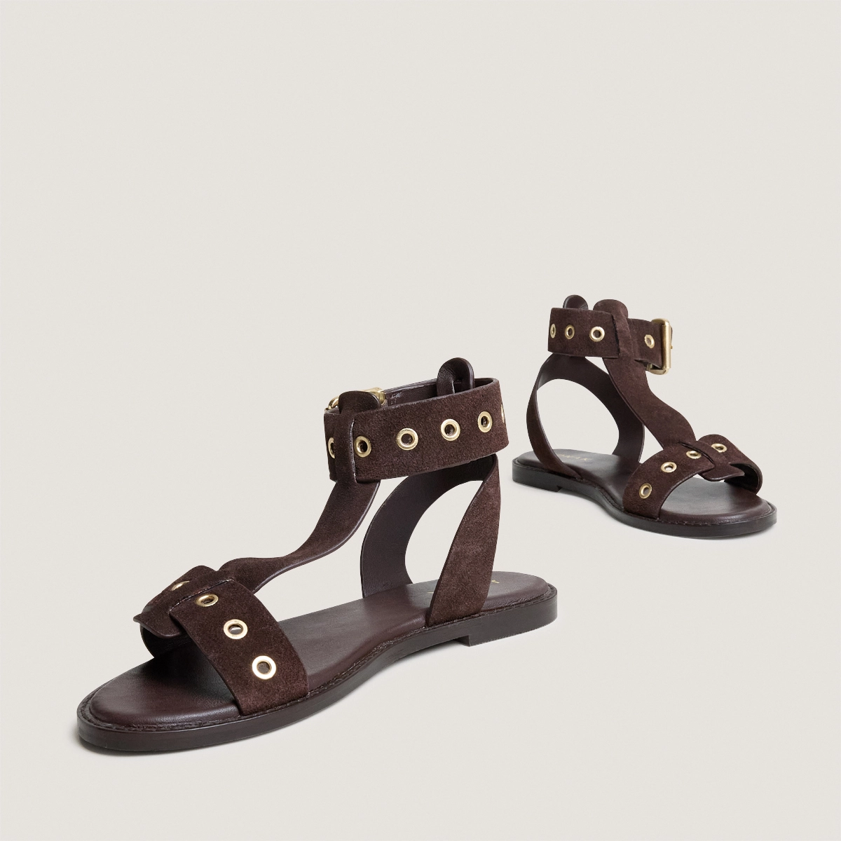 Sandales structurées à brides chevilles en croûte marron foncé | WIZZ | Jonak
