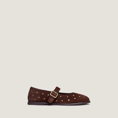 Ballerines &agrave; boucles et &agrave; rivets en cro&ucirc;te marron | JOLIE | Jonak
