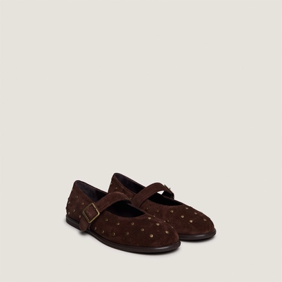 Ballerines &agrave; boucles et &agrave; rivets en cro&ucirc;te marron | JOLIE | Jonak
