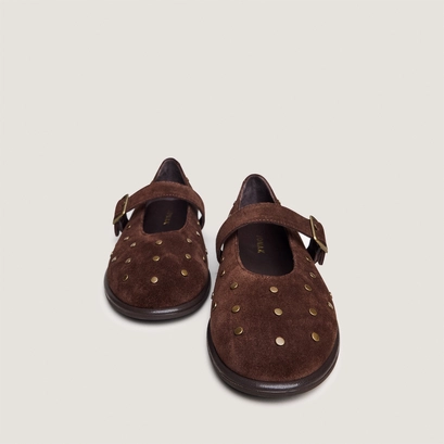 Ballerines &agrave; boucles et &agrave; rivets en cro&ucirc;te marron | JOLIE | Jonak