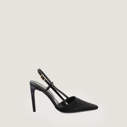 Escarpins slingbacks en satin noir et vernis noir | DIMA | Jonak