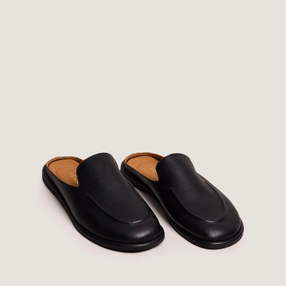 Mocassins à bouts arrières ouverts en cuir noir | JULY | Jonak