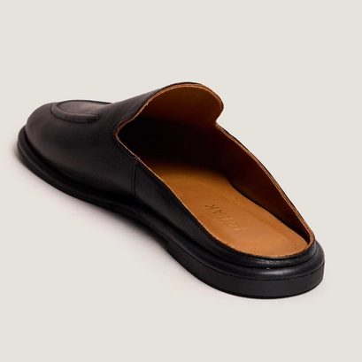 Mocassins à bouts arrières ouverts en cuir noir | JULY | Jonak