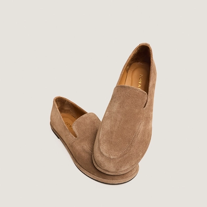 Mocassins &agrave; bouts ronds en cro&ucirc;te taupe | JUNE | Jonak