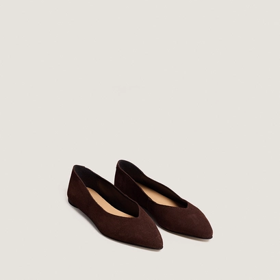 Ballerines &agrave; bouts pointus en cro&ucirc;te marron fonc&eacute; | NOEMIE | Jonak