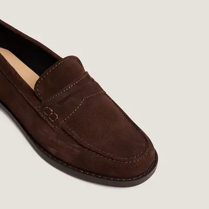 Mocassins &agrave; bouts carr&eacute;s en cro&ucirc;te marron fonc&eacute; | NAOMIE | Jonak