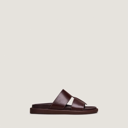Mules &agrave; bouts ouverts en cuir marron fonc&eacute; | WESTMINSTER | Jonak