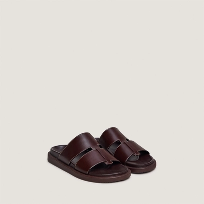 Mules &agrave; bouts ouverts en cuir marron fonc&eacute; | WESTMINSTER | Jonak