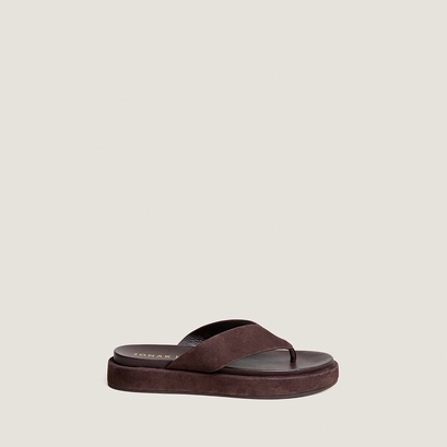 Tongs en velours marron fonc&eacute; | WIWI