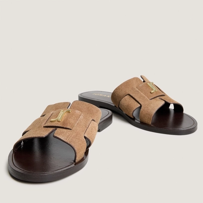 Sandales à monogrammes taupe