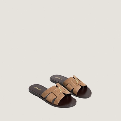 Sandales à monogrammes taupe