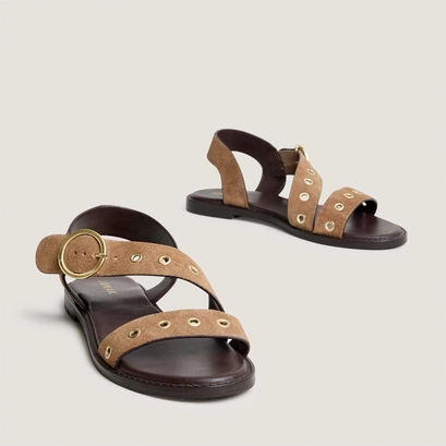 Sandales &agrave; brides larges en cro&ucirc;te taupe | WOUF | Jonak