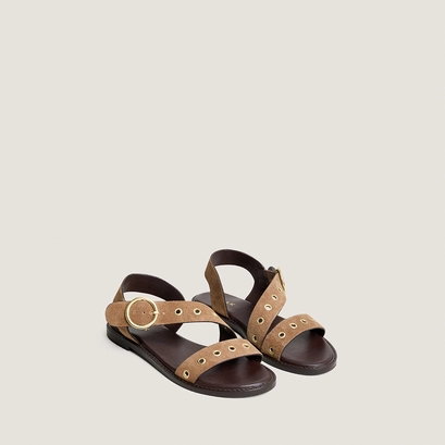 Sandales &agrave; brides larges en cro&ucirc;te taupe | WOUF | Jonak