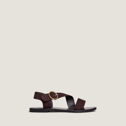 Sandales à brides larges et boucles ajustables marron foncé