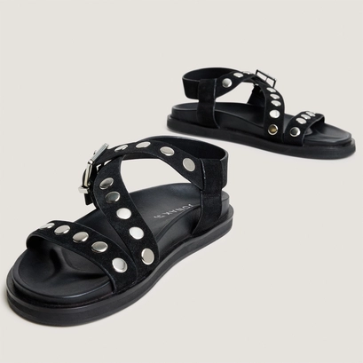 Sandales &agrave; brides larges et clous en cro&ucirc;te noire | WIZARD | Jonak