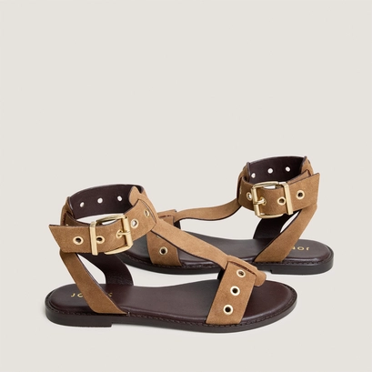 Sandales structur&eacute;es &agrave; brides chevilles en cro&ucirc;te taupe | WIZZ | Jonak