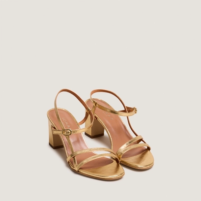 Sandales &agrave; talons et brides en cuir m&eacute;tallis&eacute; or | VICOMTE | Jonak