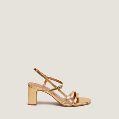 Sandales &agrave; talons et brides en cuir m&eacute;tallis&eacute; or | VICOMTE | Jonak
