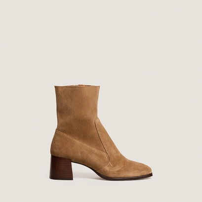 Bottines &agrave; bouts ovales en cro&ucirc;te beige fonc&eacute; | ARGENTAT | Jonak